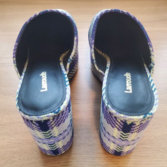 NEW Larroude Miso Purple Plaid Clogs - Picture 10 of 13